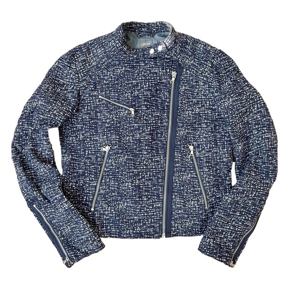 GAP Jackets & Blazers - Gap Cotton Moto Style Jacket, Blue Print, Silver Hardware, Size Small